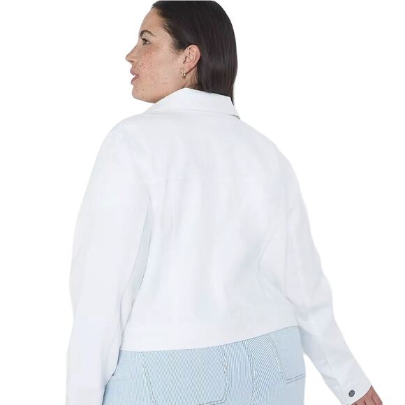 Lane Bryant White Denim Jacket Size 16 Stretch Button Front EUC 1132392 - Picture 2 of 11